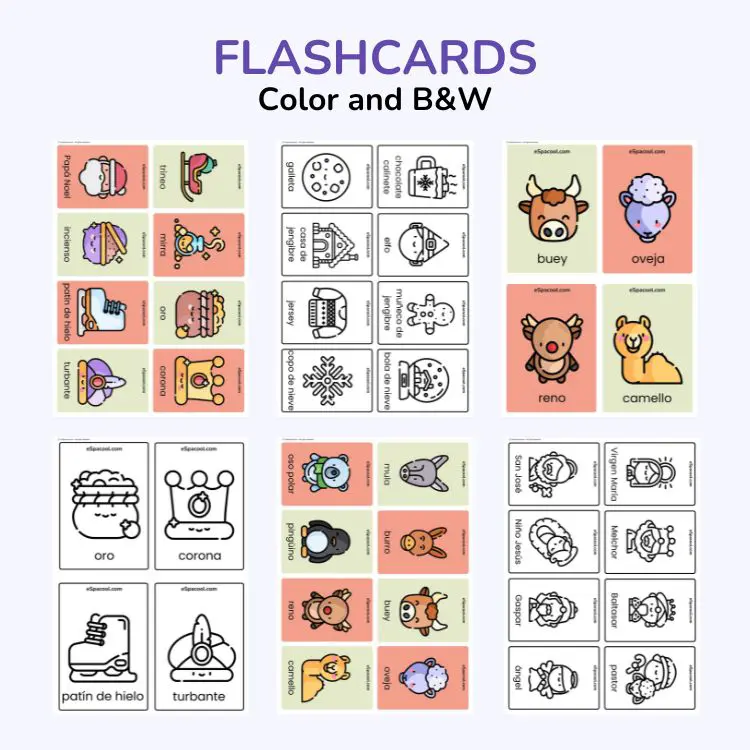 Christmas-Flashcards-in-Spanish-Tajetas-de-la-Navidad-en-Espanol - eSpacool Online Spanish School For Kids
